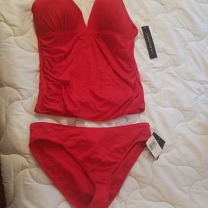 La Blanca Bright red Tankini Bathing Suit sz 14